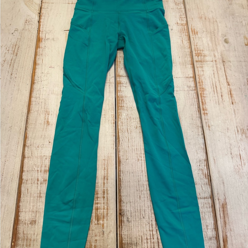 Lululemon high rise Vibrant Teal Leggings Women size 2 - Picture 1 of 11